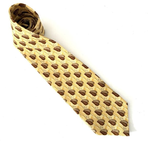 Ermenegildo Zegna Silk Necktie Autumn Leaves Gold/Brown Made In Italy 57x3.75" - Picture 1 of 7